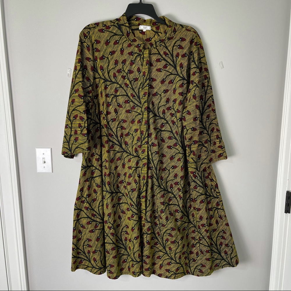 Zuri  Hidden Button Front Mandarin Collar Dress